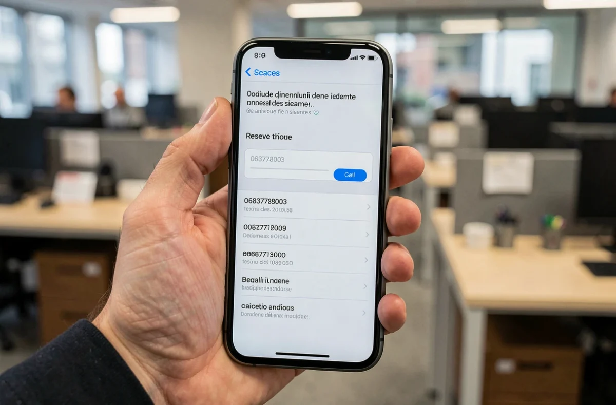 Gros plan sur un smartphone affichant une recherche inversée du numéro 0683778003 sur un site dédié