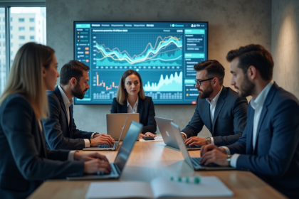 Groupe de professionnels collaborant dans un bureau moderne