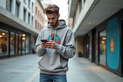 Jeune homme en streetwear dans la ville moderne