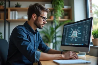 Professionnel informatique analysant la sécurité du site web