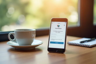 Smartphone affichant l annulation de commande sur Vinted sur une table en bois